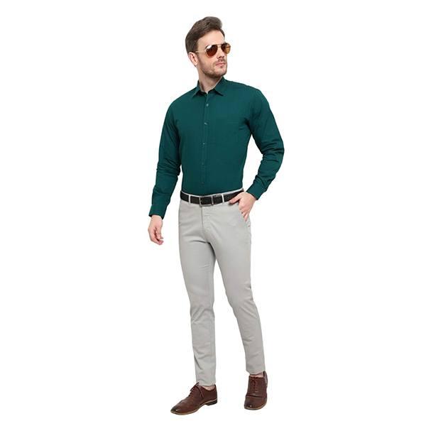 Green Customized Men's Cotton Regular Fit Solid Full Sleeves Formal/Casual Shirt