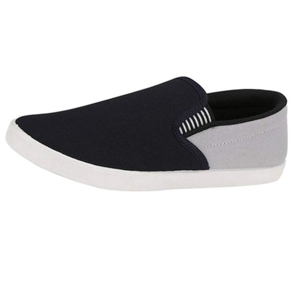 Black and Grey Customized Men's Canvas Casual Loafers and Sneakers