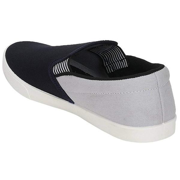 Black and Grey Customized Men's Canvas Casual Loafers and Sneakers