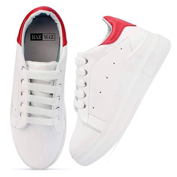 White Red Customized Canvas Sneaker Shoes for Women