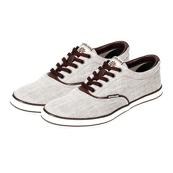 Grey Brown Customized Woodland Men's Canvas Sneakers