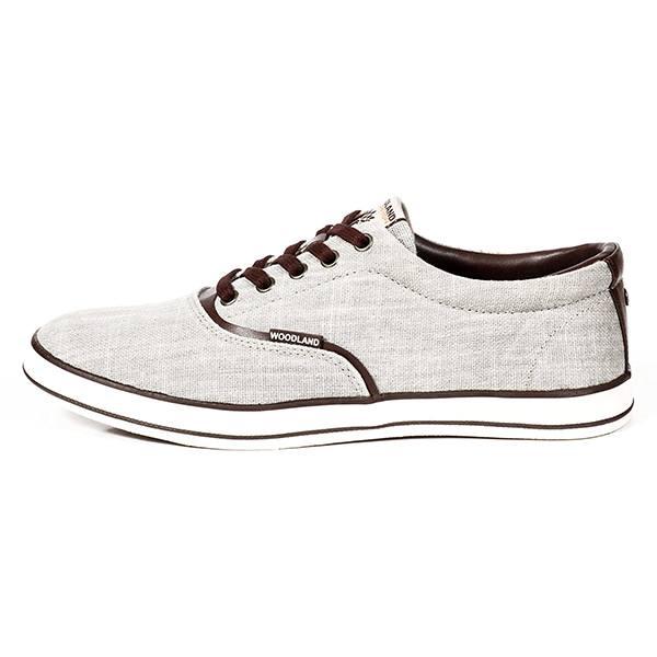 Grey Brown Customized Woodland Men's Canvas Sneakers
