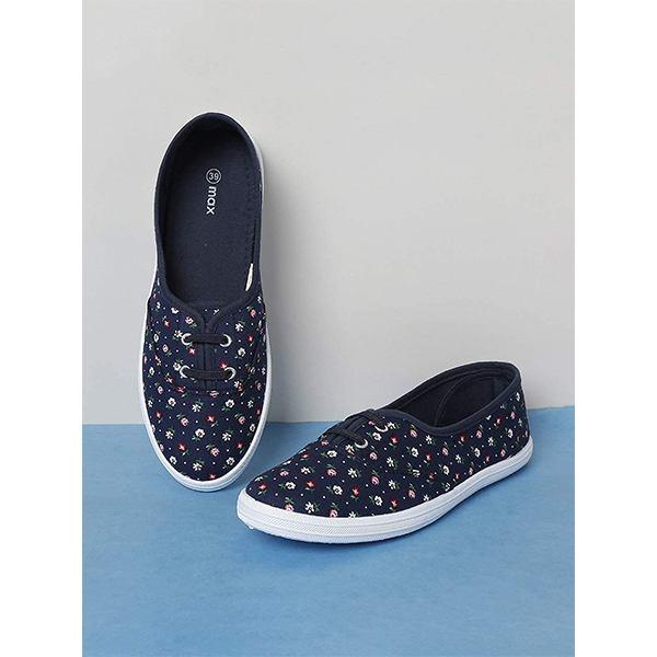 Blue Floral Customized Max Casual Lace Up Canvas Shoes