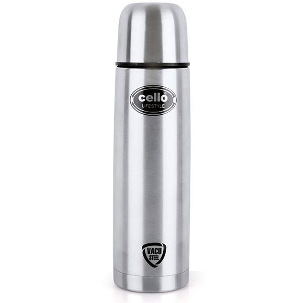 Silver Customized Cello Stainless Steel Insulated Flask without Thermal Jacket, 1 Litre
