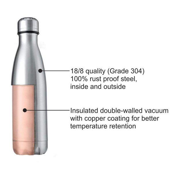 Silver Customized Borosil Stainless Steel Vacuum Insulated Flask Water Bottle