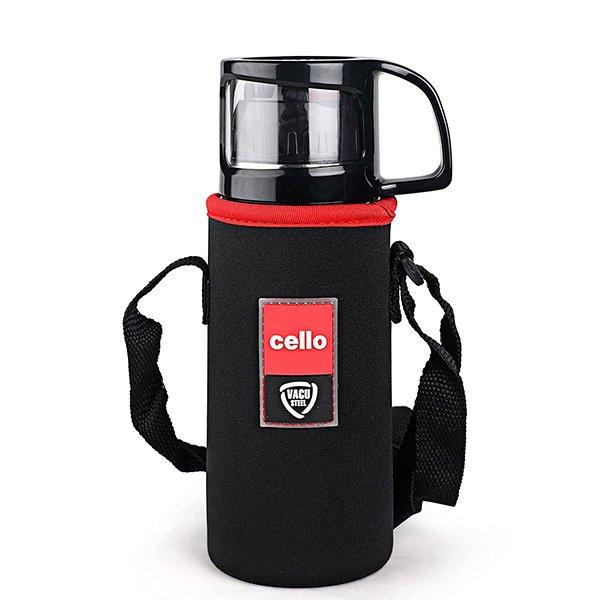 Silver Customized Cello Stainless Steel Double Walled Flask with Thermal Jacket, Hot and Cold (350ml)