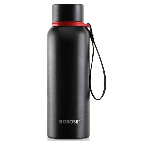 Black Customized Borosil Stainless Steel Hydra Trek - Vacuum Insulated Flask Water bottle, 700ML