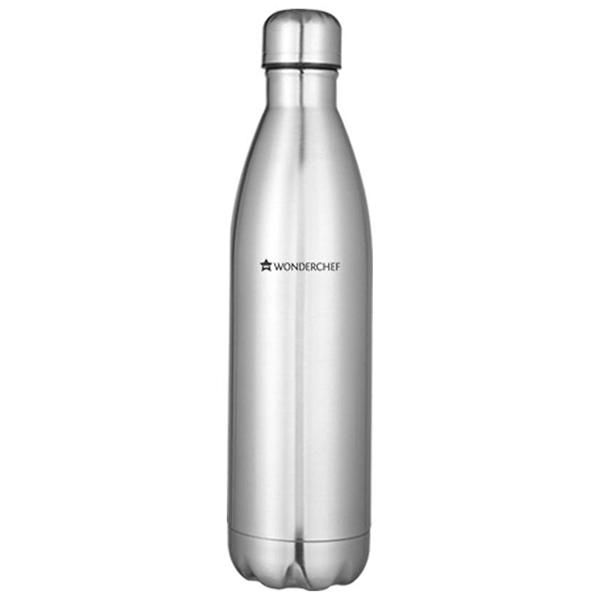 Silver Customized Wonderchef Double Wall Stainless Steel Vaccum Insulated Hot and Cold Flask, 750ml