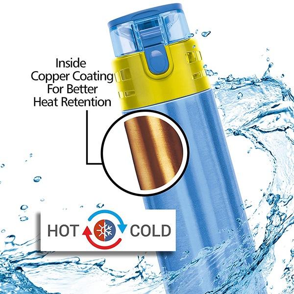 Blue Customized Milton Thermosteel Hot and Cold Water Bottle, 500 ml