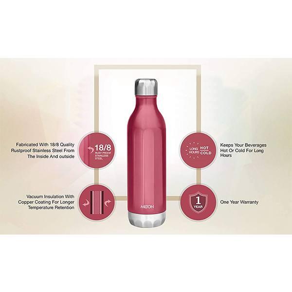 Red Customized Milton Thermosteel Vaccum Insulated Hot & Cold Water Bottle, 540 ml