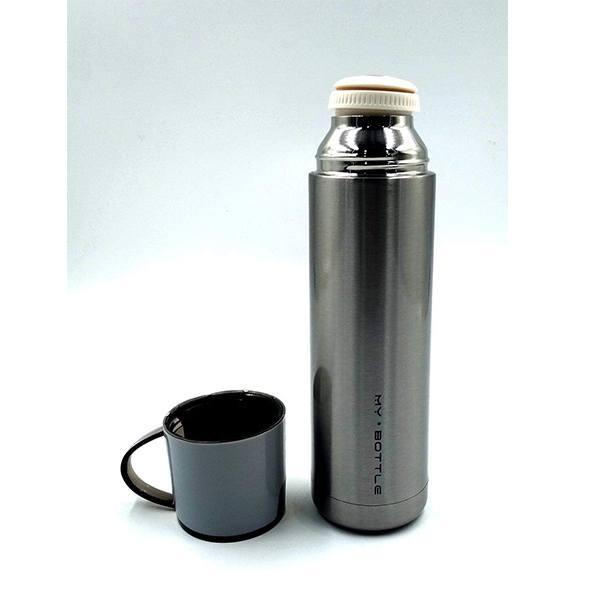 Grey Customized Hot and Cold Stainless Steel Vacuum Thermo Flask Bottle, 500 ml