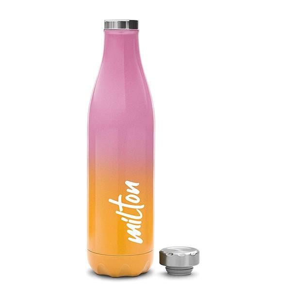 Pink Orange Customized Milton Thermosteel Hot and Cold Bottle, 810 ml