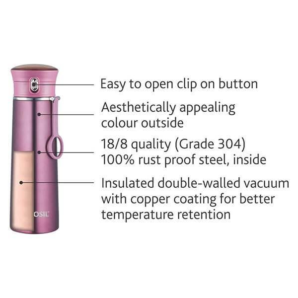 Purple Customized Stainless Steel Hydra Travelease Vacuum Insulated Flask Water Bottle, 420 ML