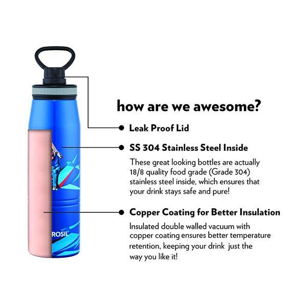 Blue Customized Borosil Stainless Steel Hydra Gosport Cricket Vacuum Insulated Flask Water Bottle (900 ml)