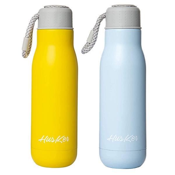 Sky Blue & Yellow Customized Stainless Steel Vacuum Flasks Water Bottle (500 ml, Pack of 2)