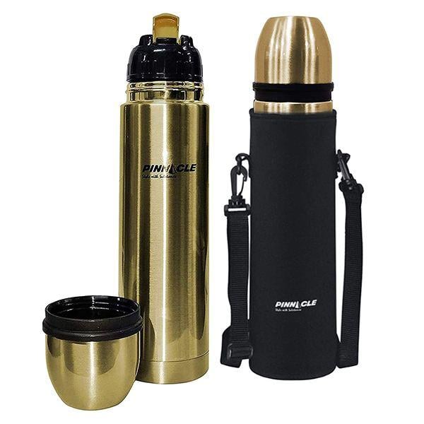 Palladium Gold Customized Stainless Steel Vacuum Flask Bottle with Flip Lid, 1 Litre