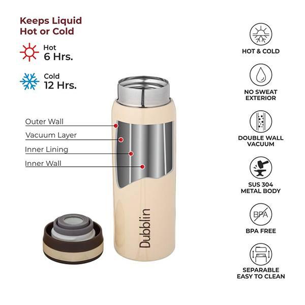 Light Pink Customized Premium Stainless Steel Double Wall Vacuum Insulated BPA Free Water Bottle (260 ml)