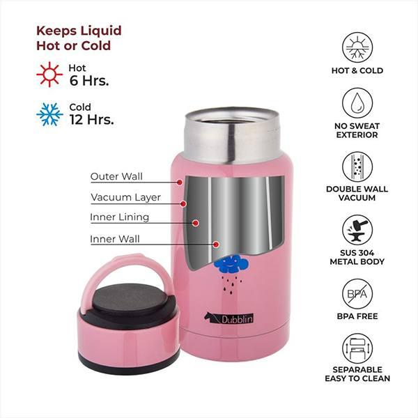 Pink Customized Stainless Steel Double Wall Vacuum Insulated, BPA Free Water Bottle (180 ml)