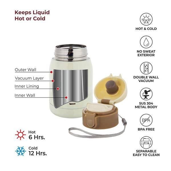 Brown Customized Stainless Steel Double Wall Vacuum Insulated BPA Free Water Bottle (200 ml)