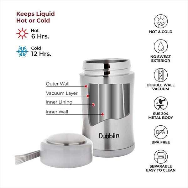 Silver Customized Stainless Steel Double Wall Vacuum Insulated, Bottle with Anti Skid Bottom & Leak Proof Lid, Thermos Flask (300 ml)