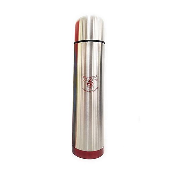Silver Customized Red Sleek Flip Lid Stainless Steel Vacuum Flask (1 Litre)