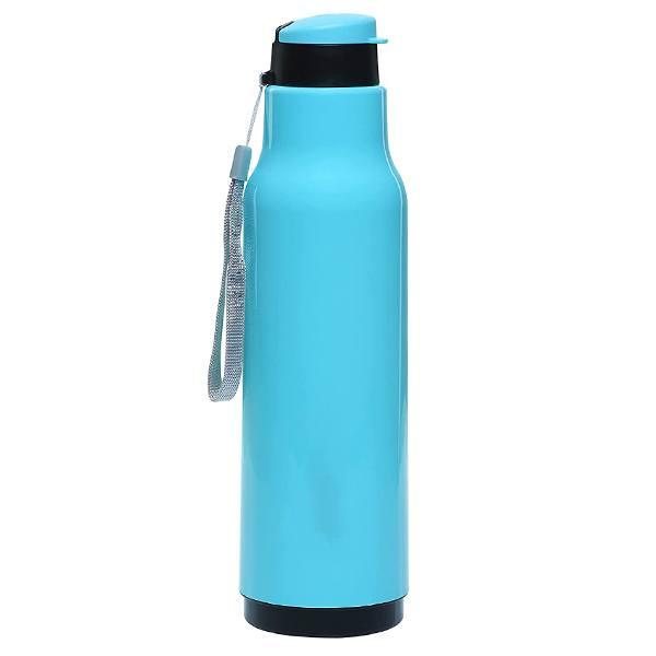 Blue Customized PU Insulated Water Bottle, Hot & Cold for 2-3 Hour (1 Litre)