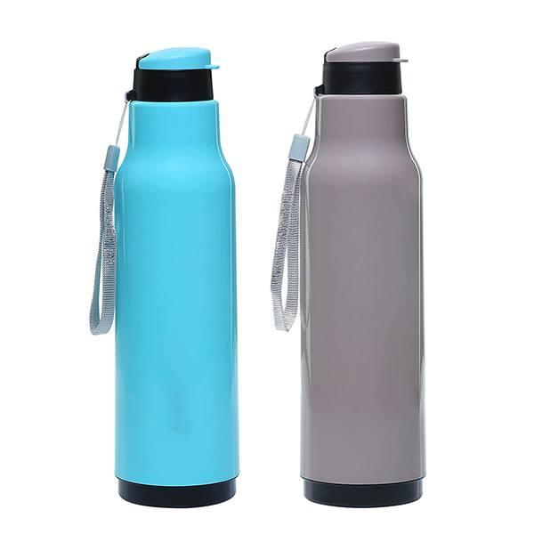 Blue & Grey Customized Hot and Cold for 2-3 Hour, PU Insulated Water Bottle (Set of 2)