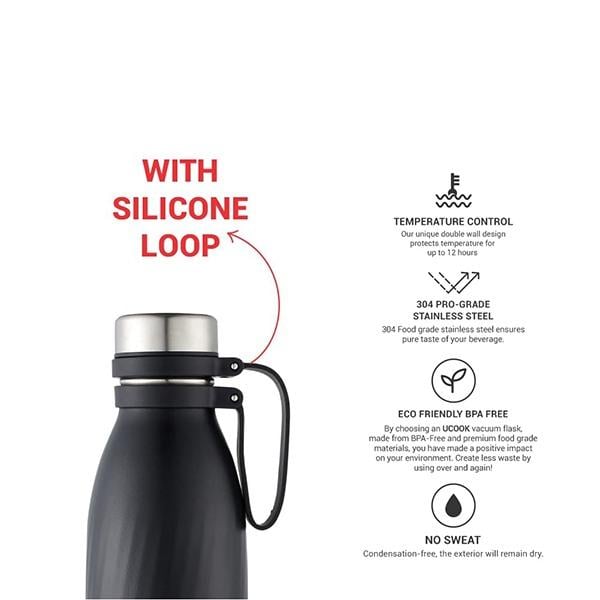 Black Customized Stainless Steel Vacuum Insulated Bottle (750 ml)