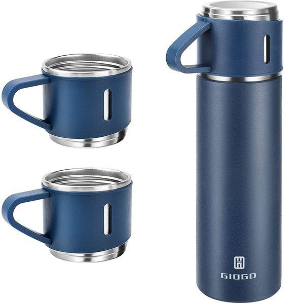 Blue Customized Stainless Steel Thermo Vacuum Insulated Bottle with Cup (500 ml)