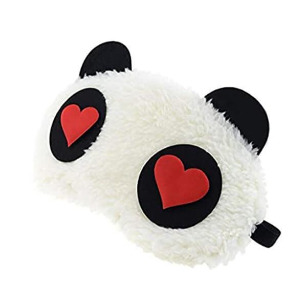White Customized Heart Panda Sleeping Mask