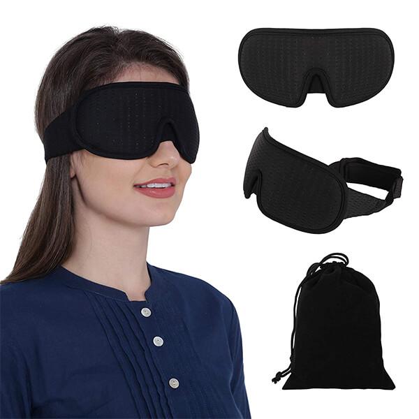 Black Customized Sleep & Meditation Unisex Eye Mask with Breathable Foam, Premium Quality