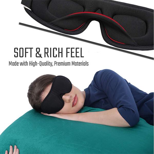 Black Customized Sleep & Meditation Unisex Eye Mask with Breathable Foam, Premium Quality