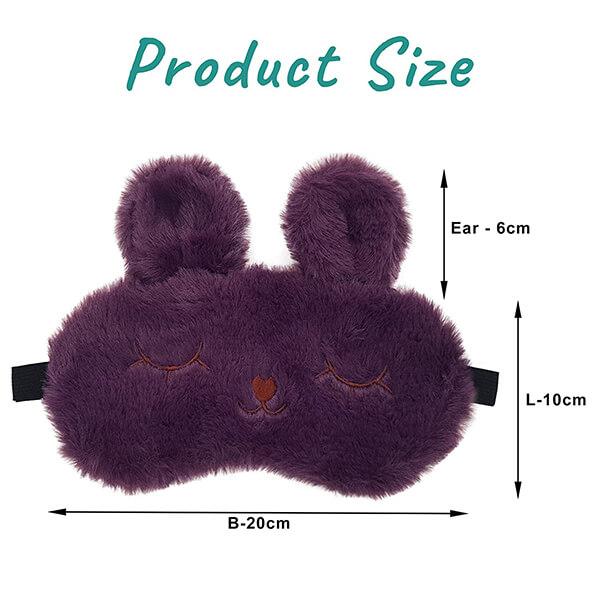 Purple Customized Fur Bunny Sleeping Eye Shade Mask Cover With Gel