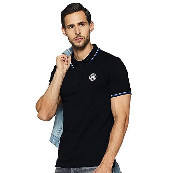 Black Customized Men's Solid Regular Fit Polo