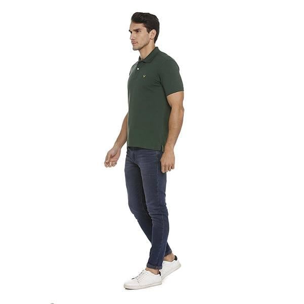 Green Customized Allen Solly Men's Plain Regular Fit Cotton Polo T-Shirt