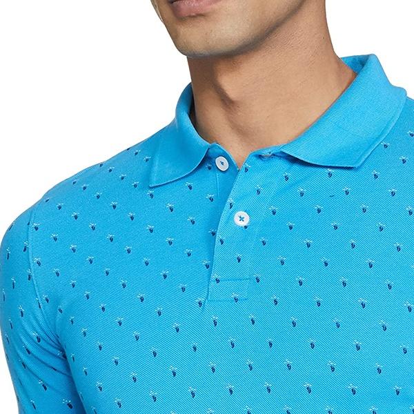 Lagoon Blue Customized Men's Printed Regular Polo Shirt