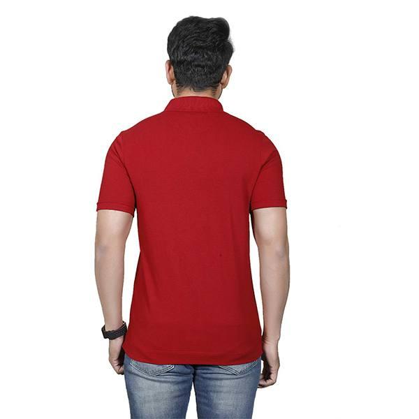Maroon Customized Men's Casual T-Shirt with Collar Neck