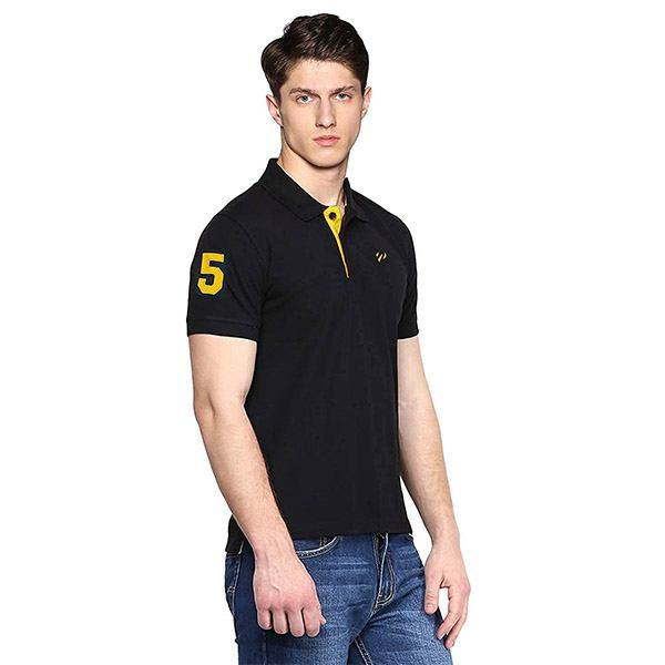 Black Customized Men's Solid Regular Fit Polo