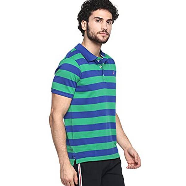 Green Blue Customized Men's Cotton Poly Blend Polo T-Shirt