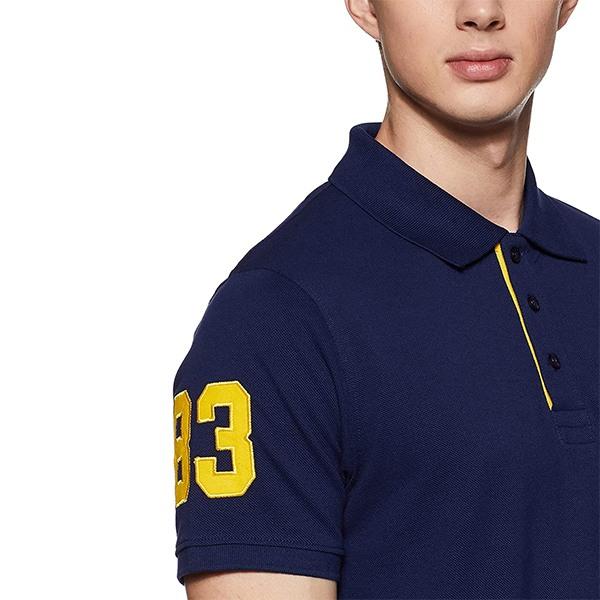Blue Customized Men's Solid Regular Polo Shirt