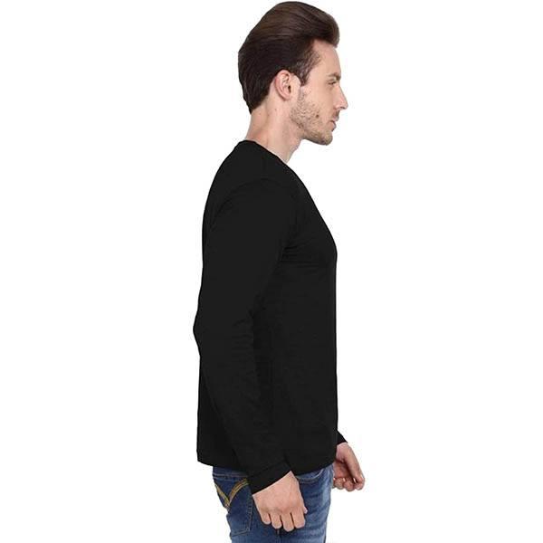 Jet Black Customized Men's Stylish Cotton Full Sleeve T-Shirt