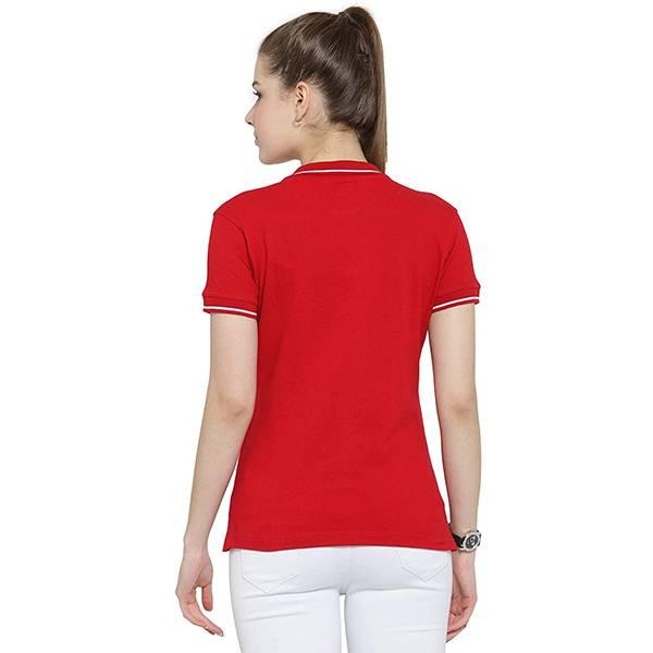 Red Customized Women's Organic Cotton Polo T-Shirt