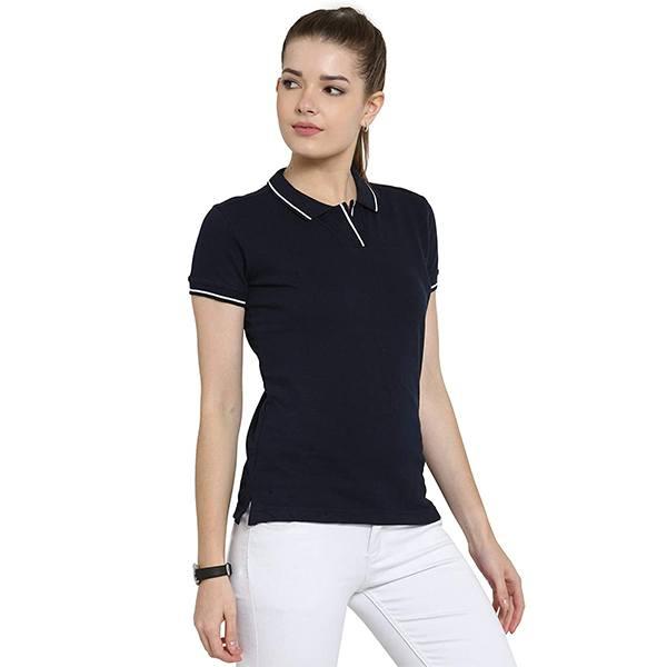 Navy Blue Customized Women's Polo T-Shirt