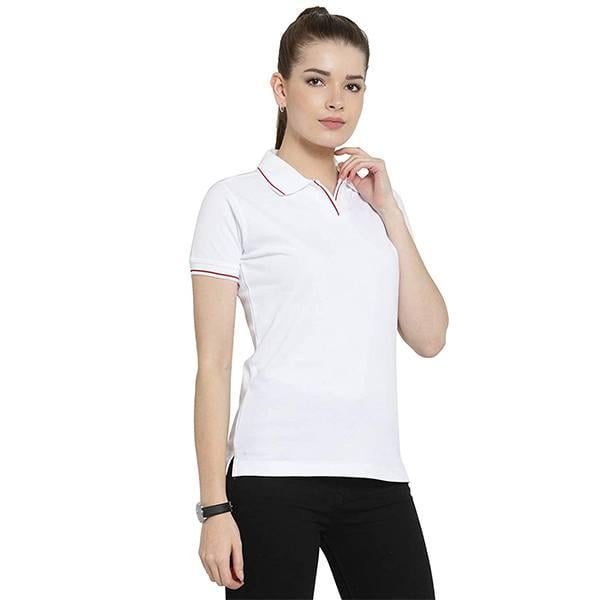 White Customized Women's Organic Cotton Polo T-Shirt