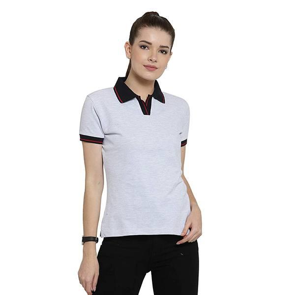 Light Grey Customized Women's Organic Cotton Polo T-Shirt
