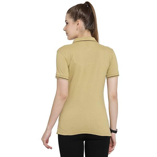 Beige Customized Women's Organic Cotton Polo T-Shirt