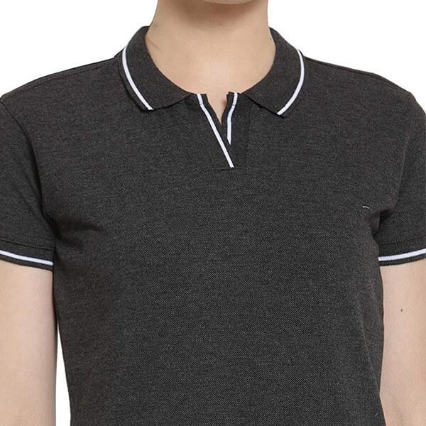 Charcoal Grey Customized Women's Organic Cotton Polo T-shirt