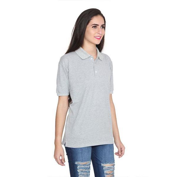 Grey Customized Women's Polo Cotton T Shirt