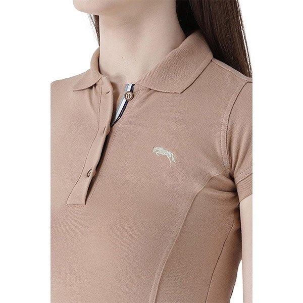 Beige Customized Women's Plain Short Sleeves Polo T-Shirt