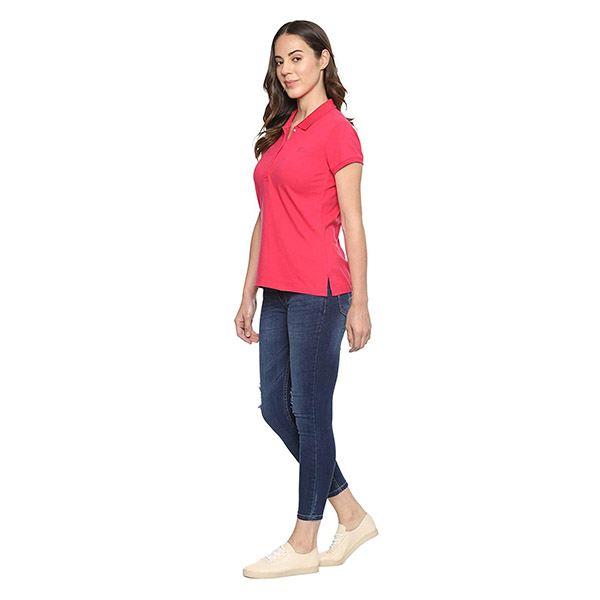 Pink Customized Allen Solly Polo T-Shirt for Women